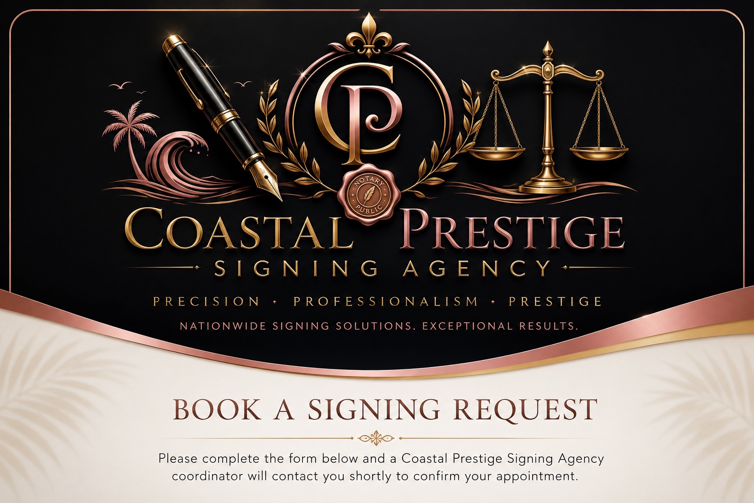 Coastal Prestige Signing Agency luxury banner